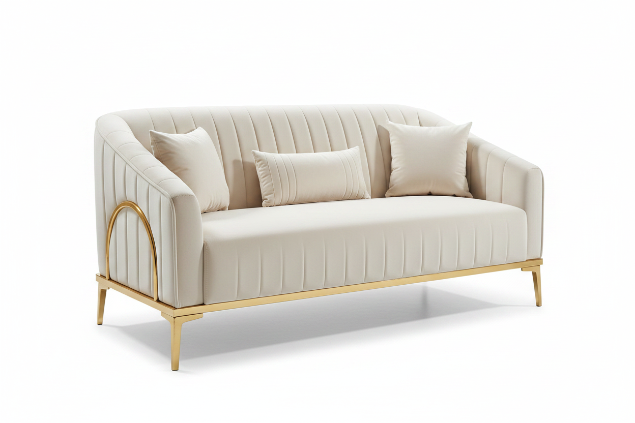 Ivory Cream Velvet Sofa Bed