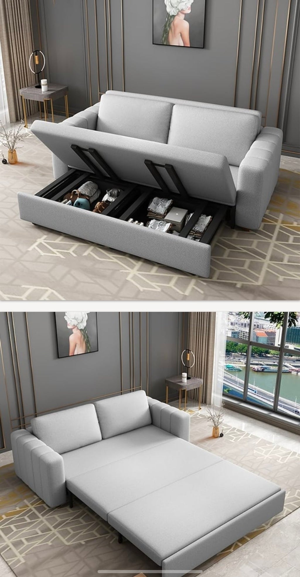 Sleeper Sofa with Hidden Storage