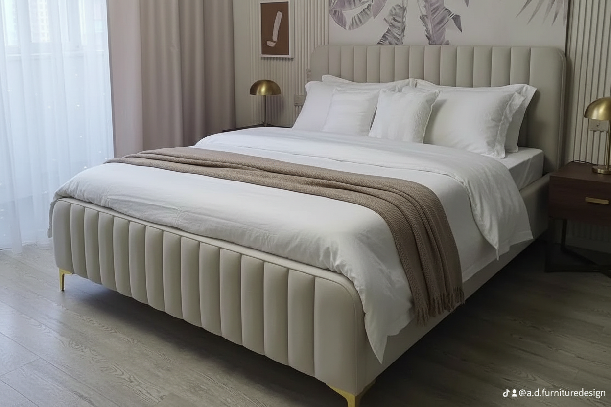 Luxury Bed - Beige/Cream