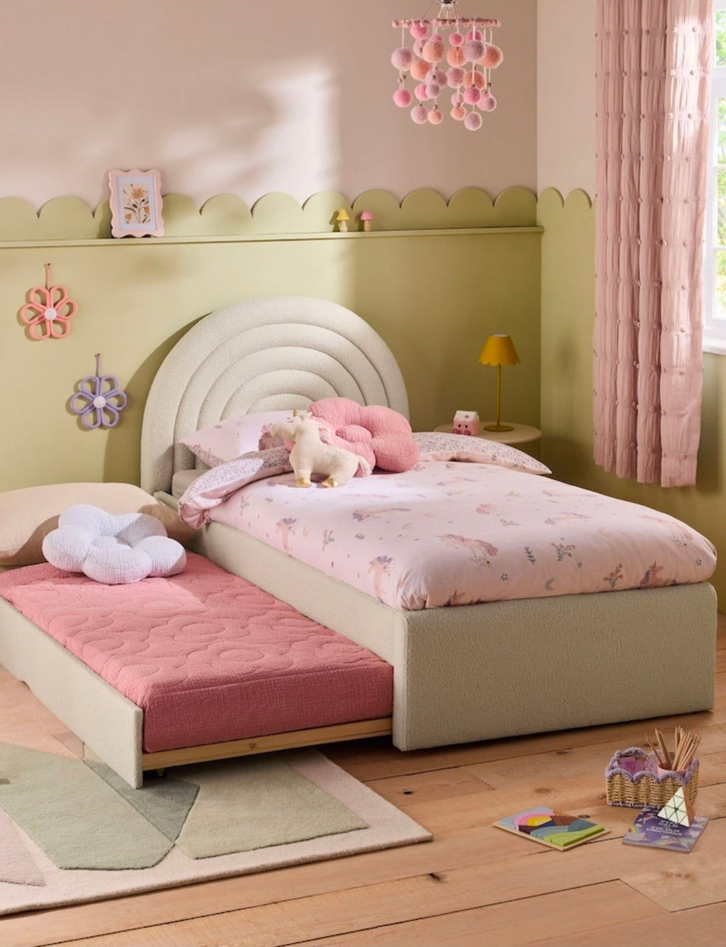 Kids Rainbow Arch Storage Bed with Trundle