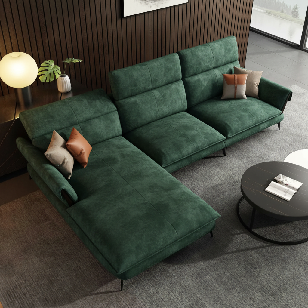 Milano Sectional – Emerald Velvet
