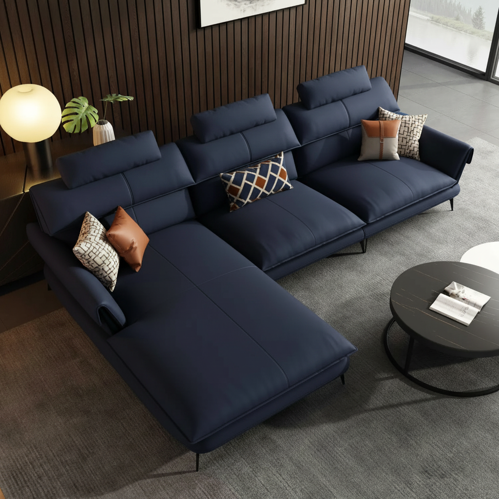 Milano Sectional – Navy Velvet
