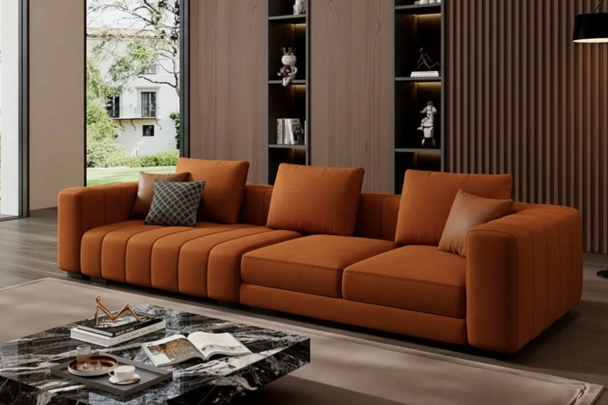Mix Sofa - Orange Velvet
