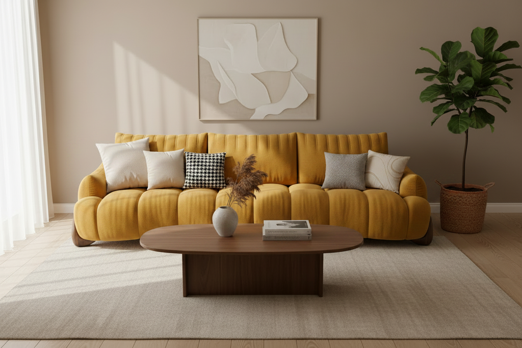 Mustard Yellow Sofa - Lifestyle