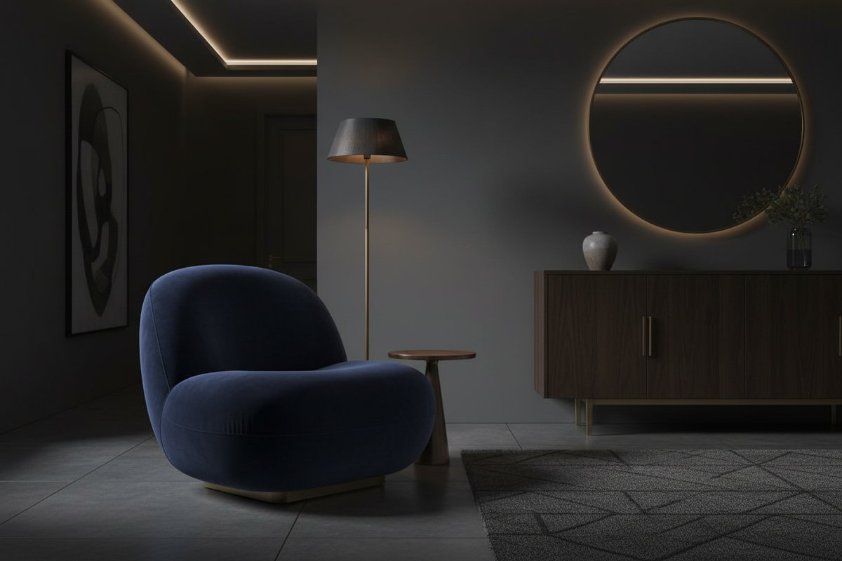 Navy Blue Velvet Chair