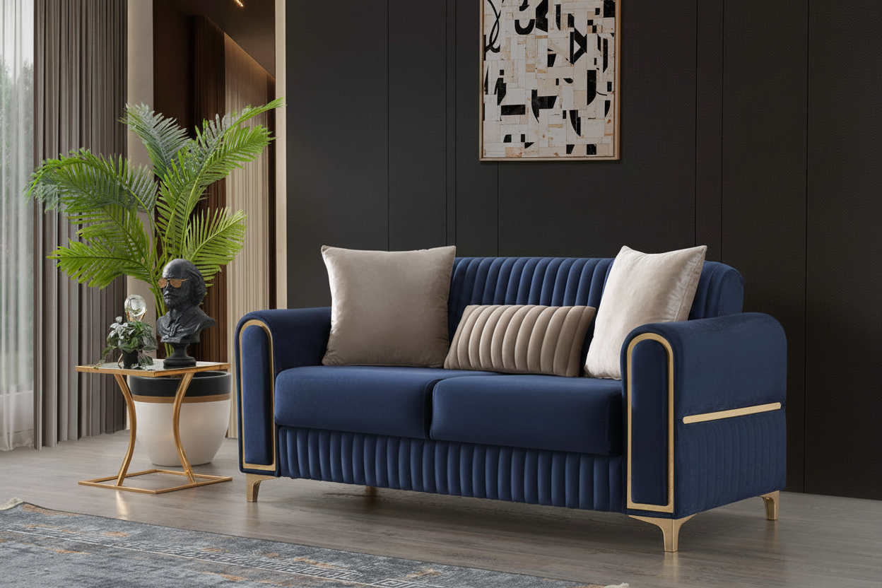 Navy Blue Velvet Sofa Bed