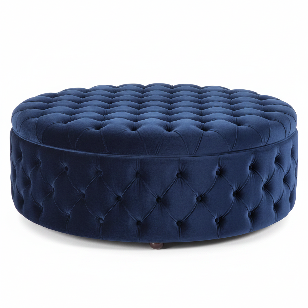 Navy Tufted Ottoman