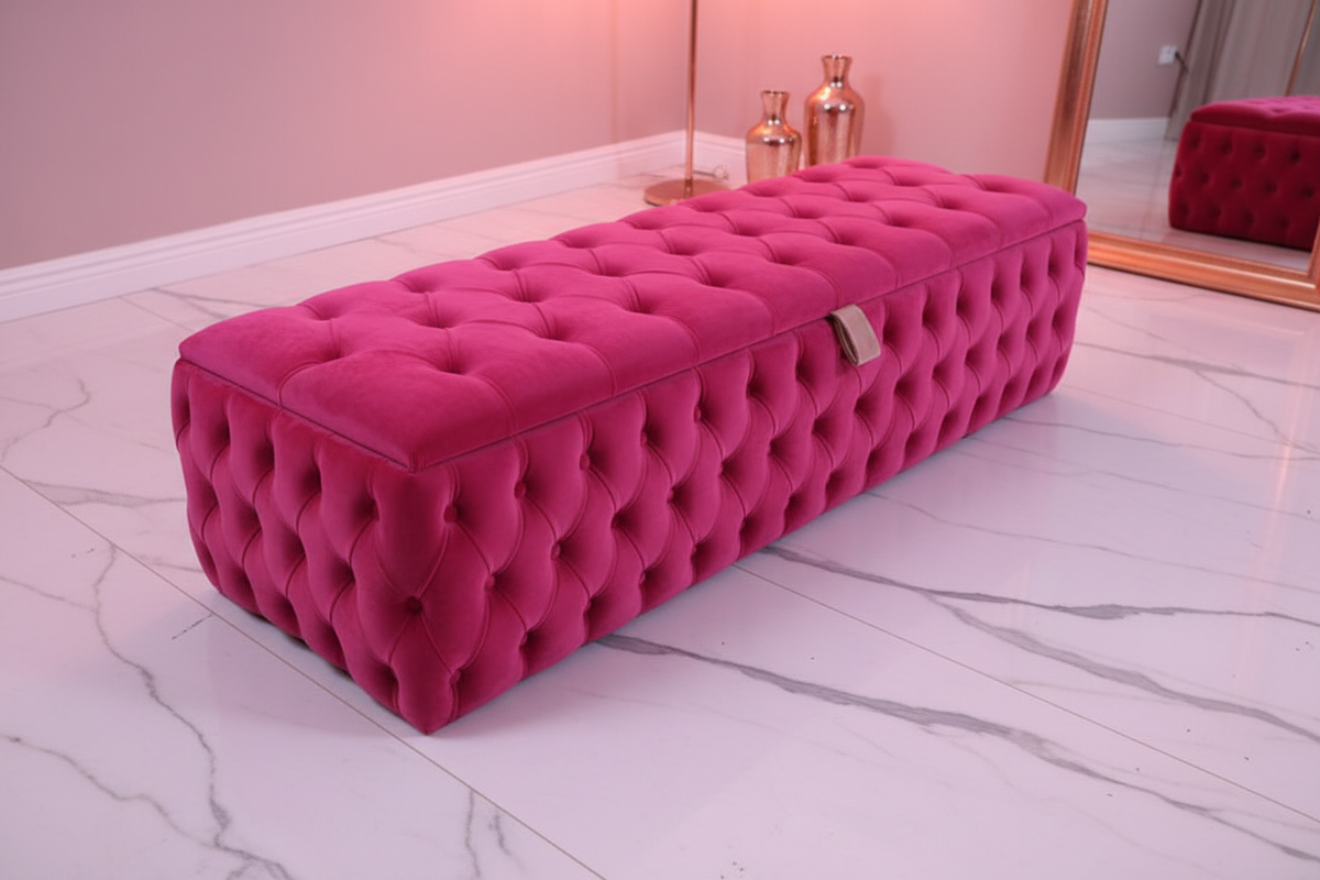 Pink Velvet Blanket Box