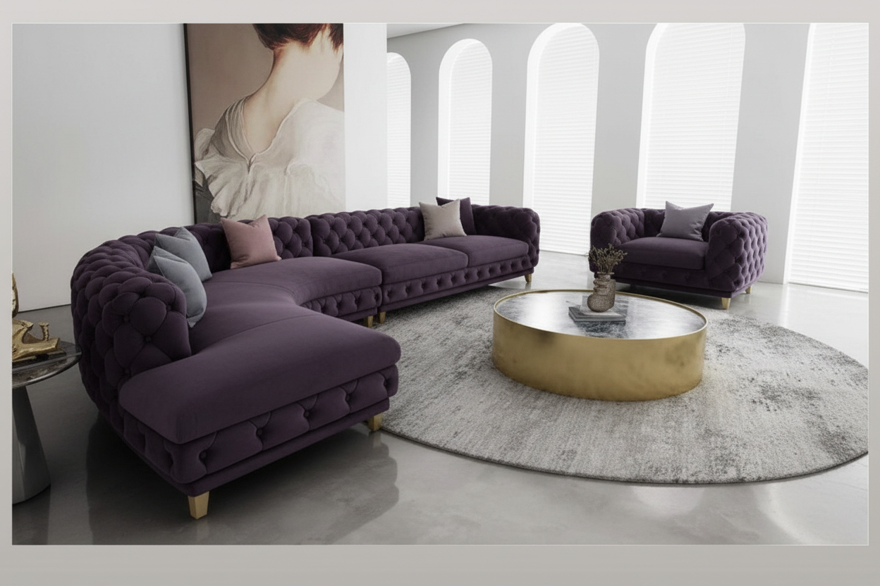 Purple Velvet Chesterfield - Corrected