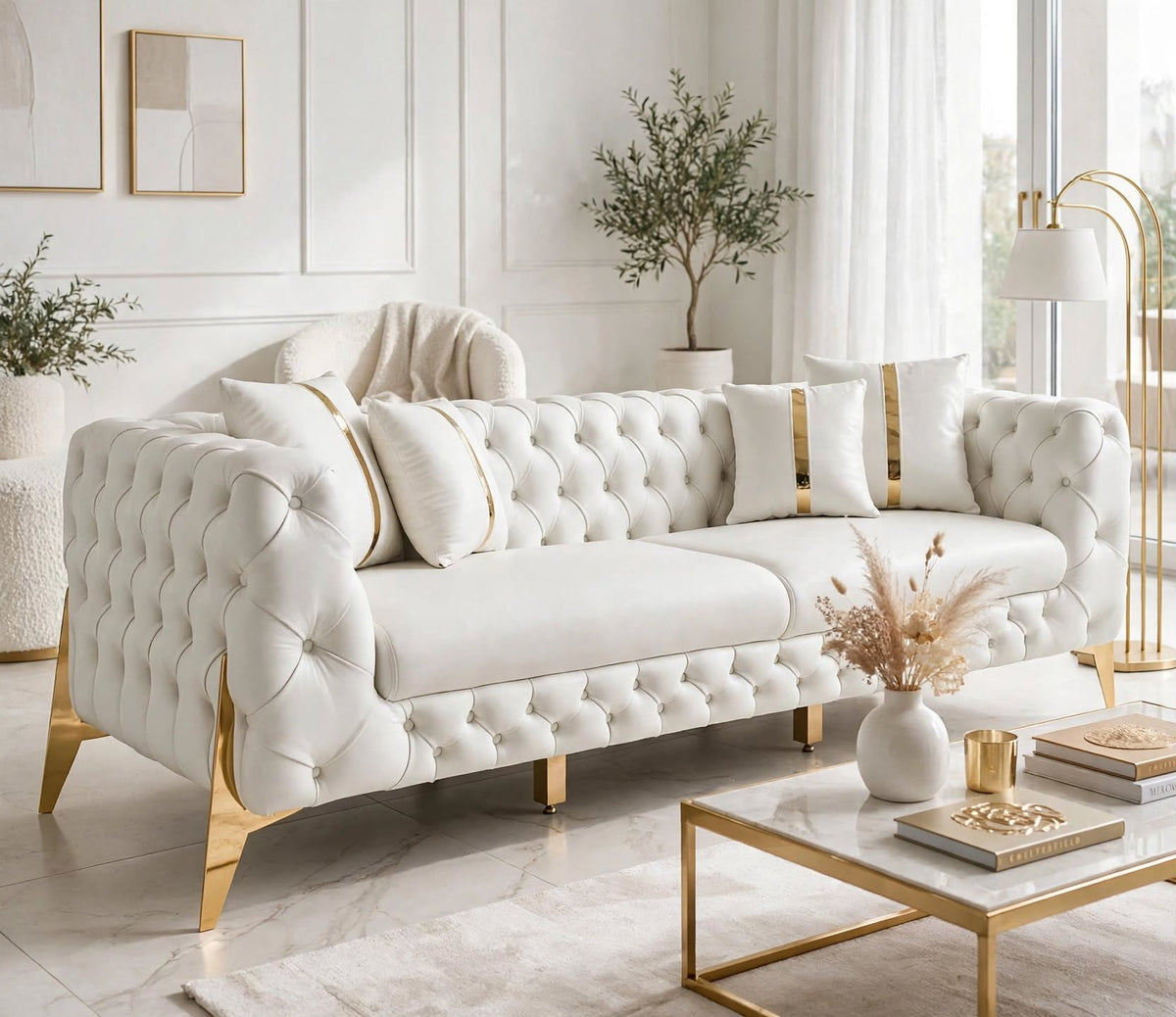Chesterfield Luxury Sofa – Velvet & Leather