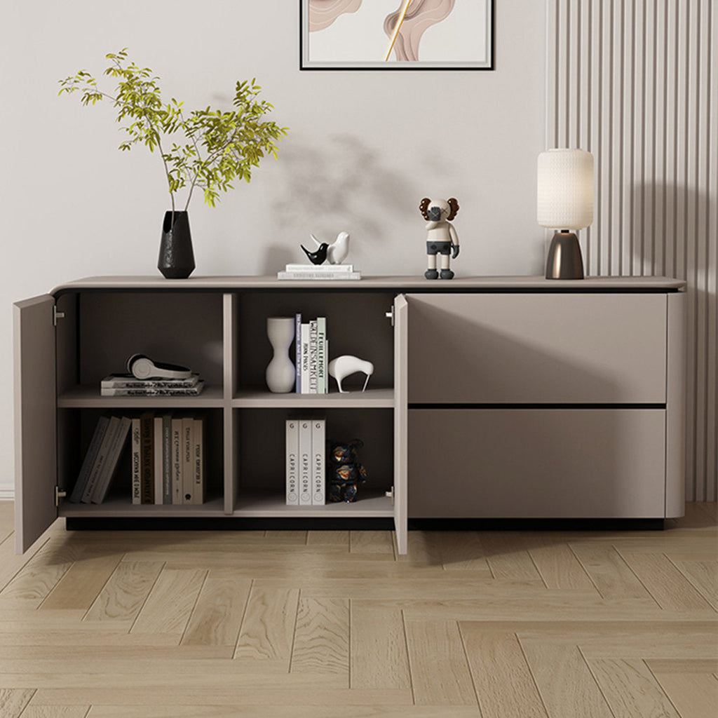 Elara Luxury Sideboard - Taupe Gloss closed view