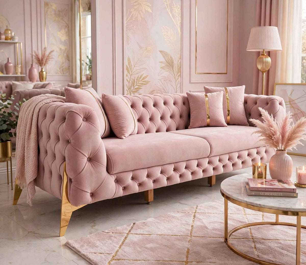 Chesterfield Luxury Sofa – Velvet & Leather