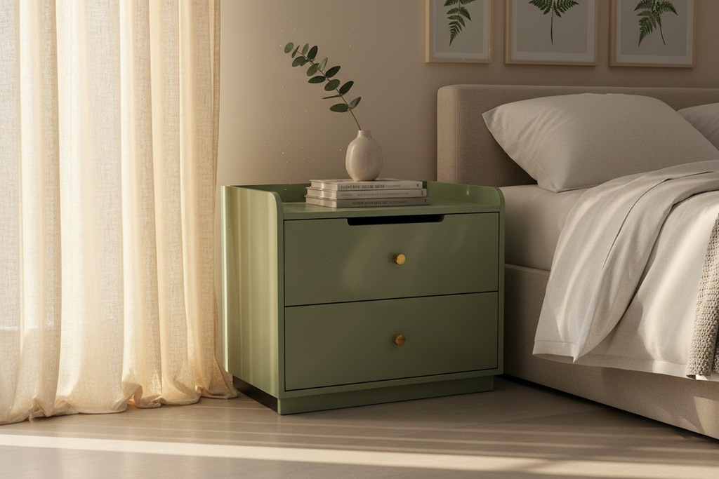 Sage Green Bedside Table - Botanical Bedroom