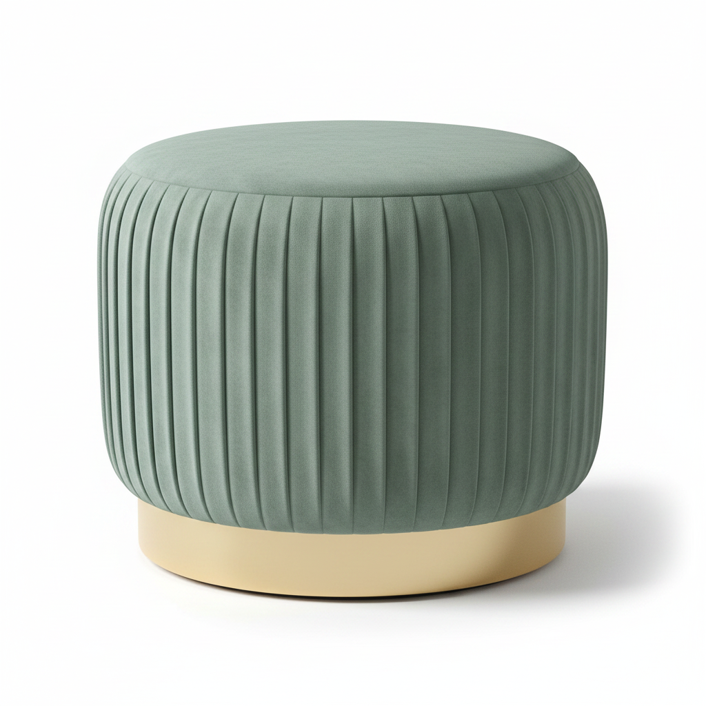Sage Pleated Ottoman
