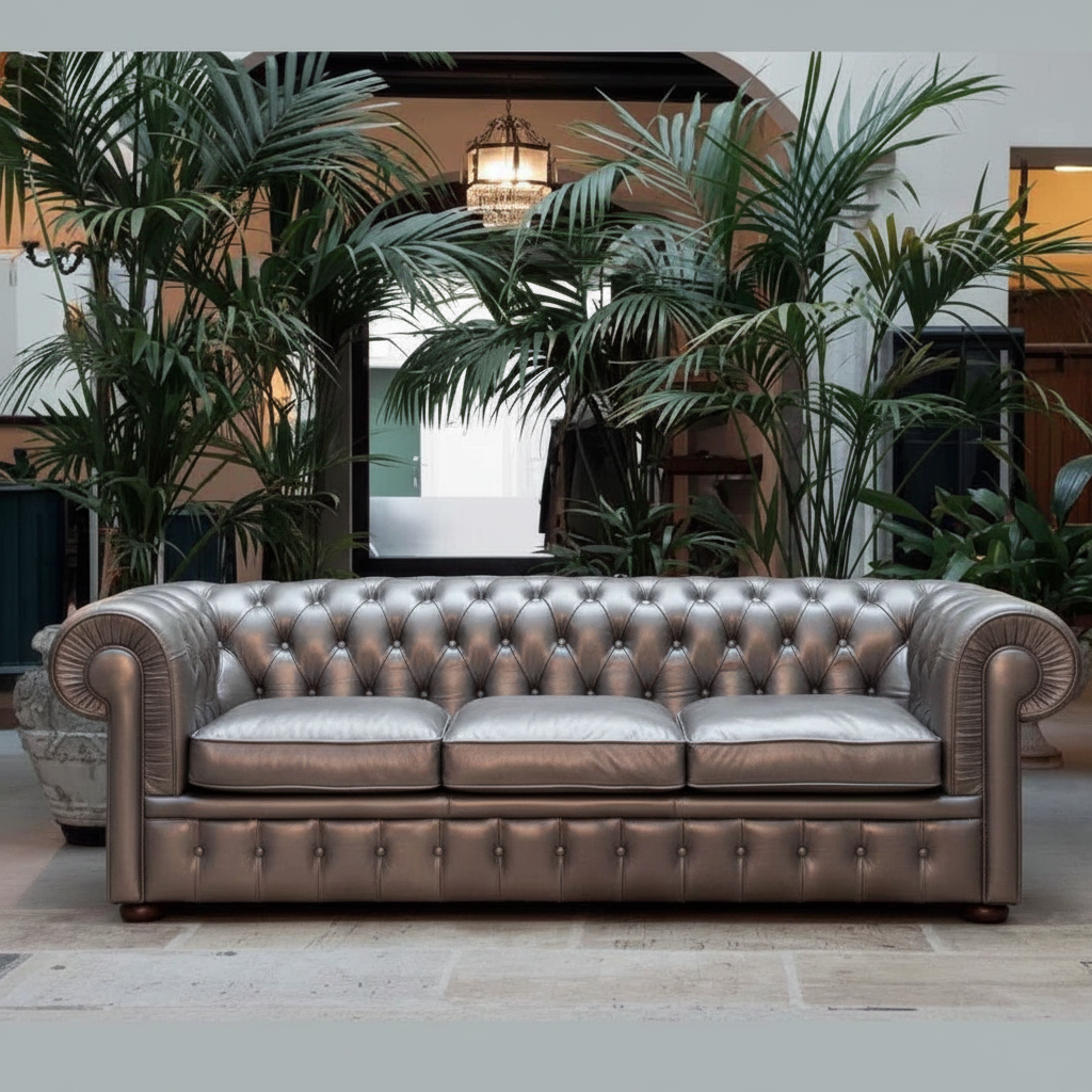 Silver Chesterfield Sofa