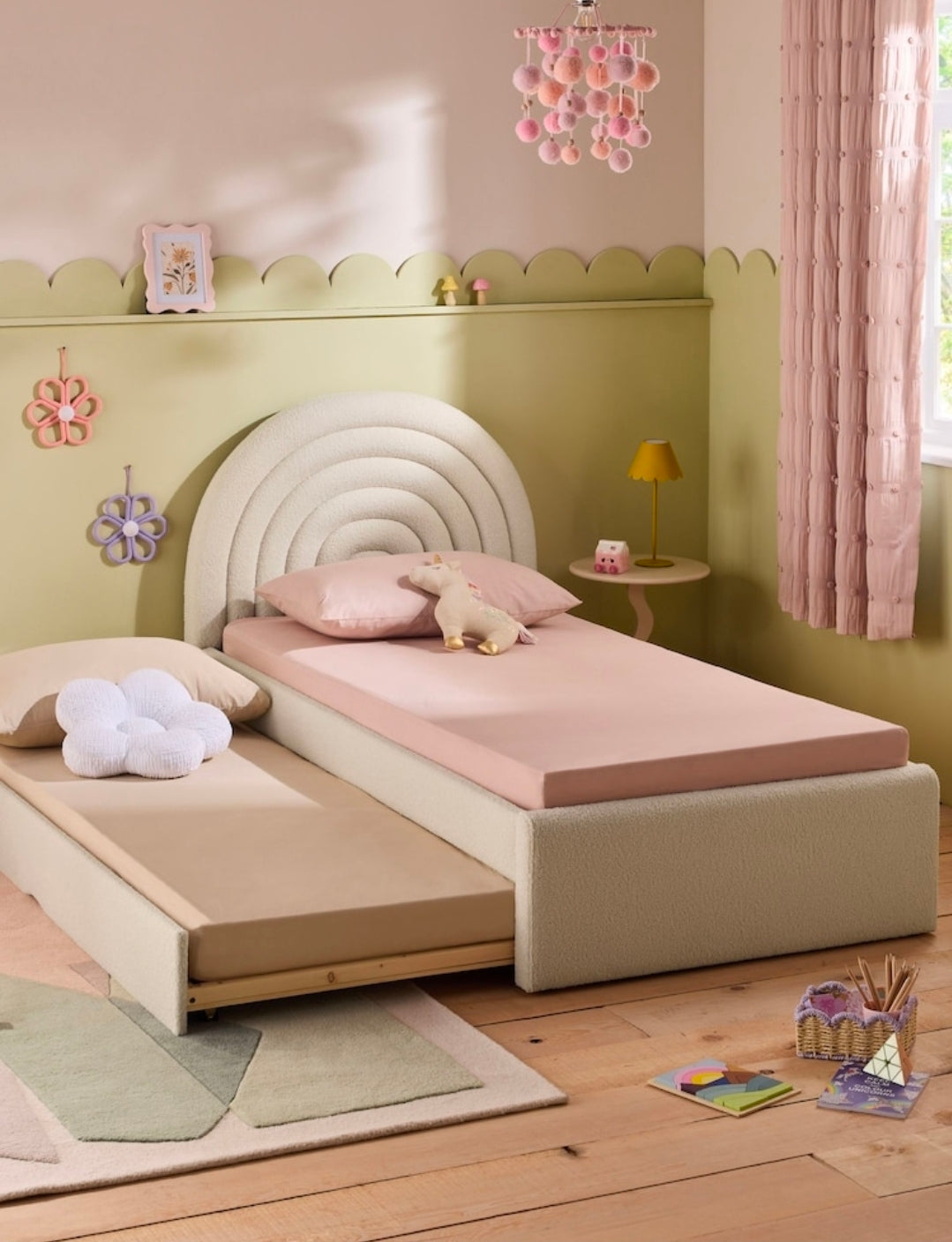 Kids Rainbow Arch Storage Bed with Trundle