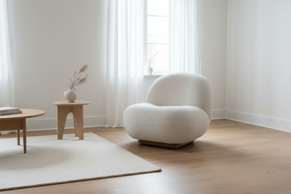White Boucle Chair