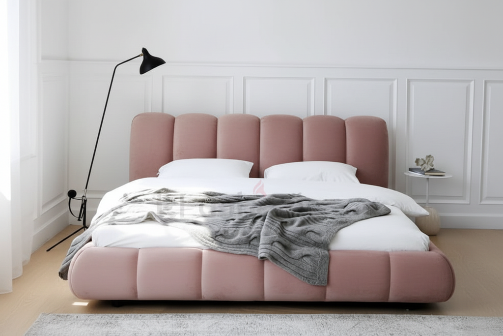 Puffy Channel-Tufted Storage Bed