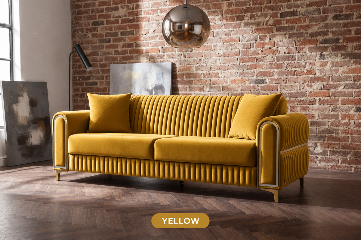 Yellow velvet sofa variant